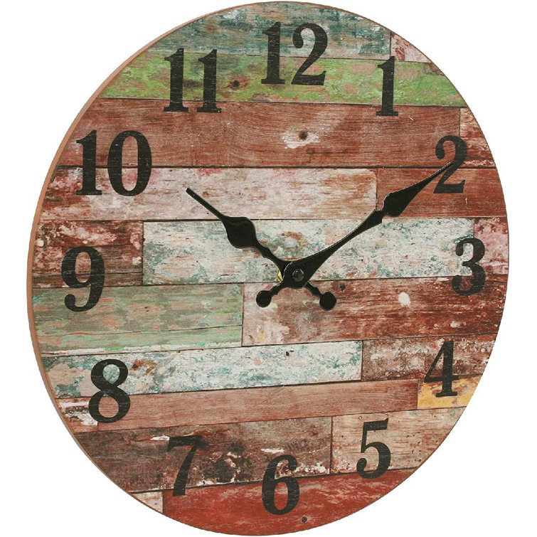 Rustic 12 Inch Round Wooden Wall Clock, Battery Operated, Vintage Farmhouse  Wall Decor For The Kitchen, Living Room, Bedroom, Or Office