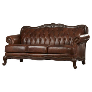 Sofa With Wood Trim Wayfair Smith Leather Sofa