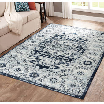 World Menagerie Martique Power Loom Blue Brown Rug Wayfair