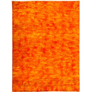 One-of-a-Kind Vibrance Hand-Knotted Orange Area Rug