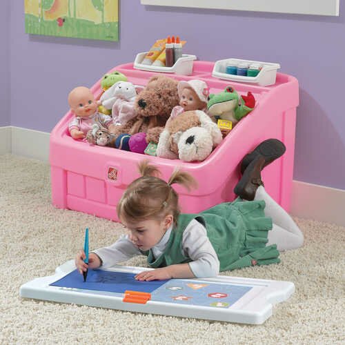 2 in 1 toy box and art lid