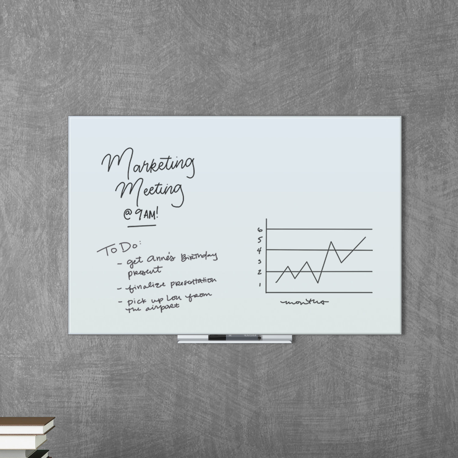 U Brands Floating Dry Erase White Frosted Surface Frameless Wall