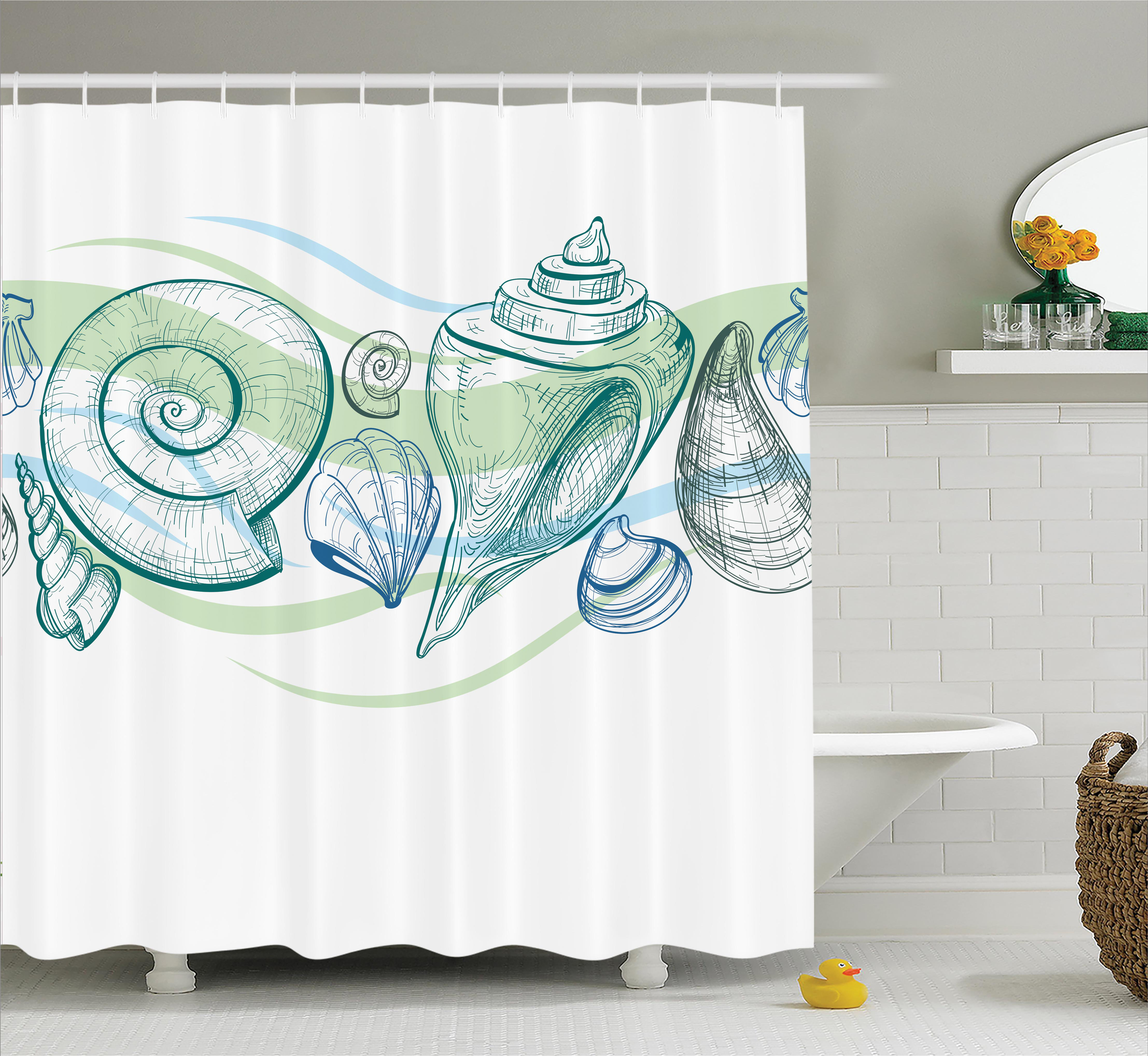 Shower Curtains Polyester Waterproof Fabric Crab Pearl Seashell