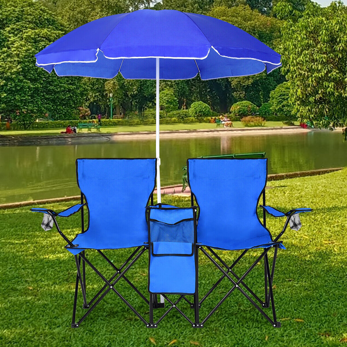 Fishing Sun Protection Chair Beach for Outdoor Foldable Seat with Cup Holder and Carry Bag Garden Folding Camping Chair with Shade Canopy 