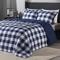 blue plaid comforter set queen
