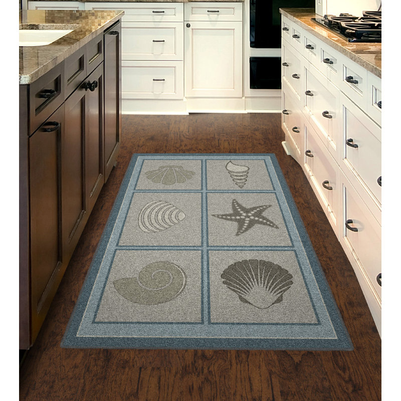 Highland Dunes Howell Muted Beach Squares Seashell Blue Brown Area Rug Reviews Wayfair