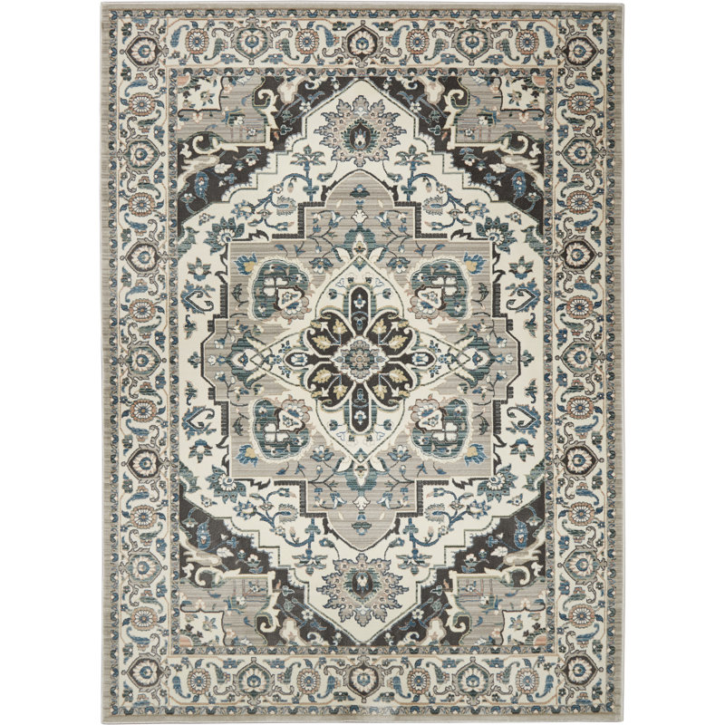 Shabbychic Juliet Oriental Medallion Ivory Gray Blue Area Rug Wayfair