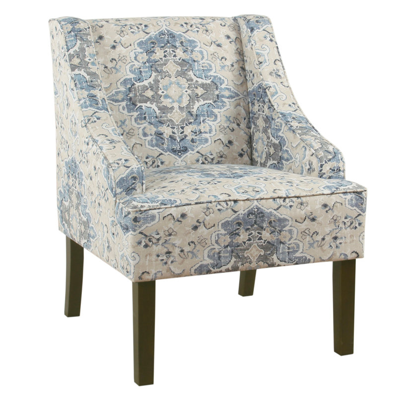 Wrought Studio Geometric Pattern Fabric Upholstered Wooden ...