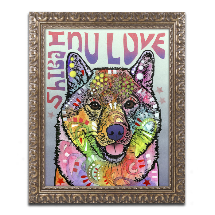 Shiba Inu Luv Framed Painting Print On Canvas