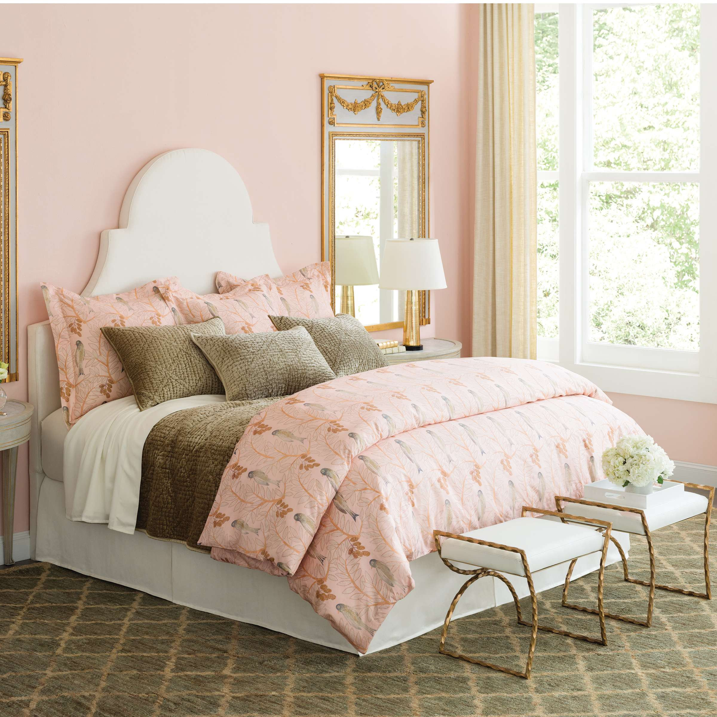 Pine Cone Hill Oiseaux Pink 100% Cotton 