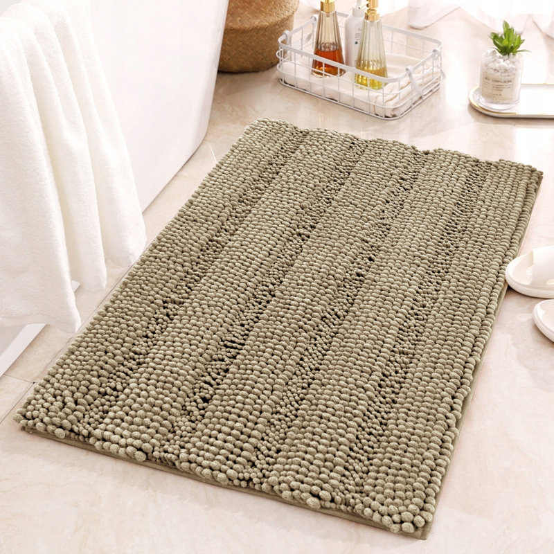 LIGHT BROWNSoft Absorbent Microfiber Non-Slip Backing Rectangle Bath Rug Color: Sand, Size: 16" W x 24" L
