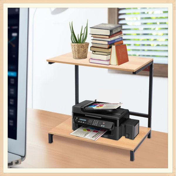 daily supplies Desktop Printer Stand，Home Office Double-Layer Finishing Rack Convenient File Storage Rack Multifunction Fax Machine，Copier Scanner Shelves 