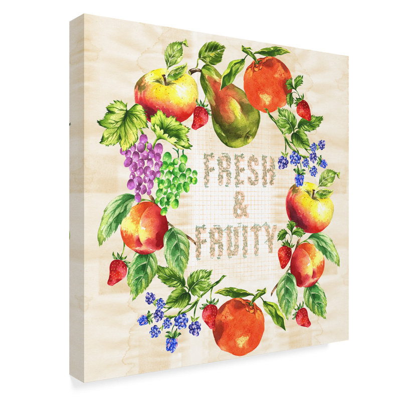 East Urban Home Fruit Wreath Acrylic Painting Print On Wrapped Canvas Wayfair