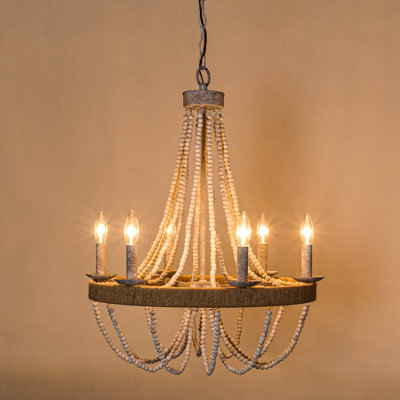 Cavitt 6 - Light Candle Style Empire Chandelier with Beaded Accents