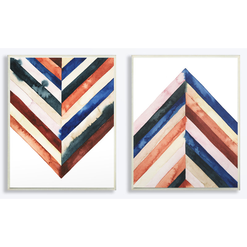 Wrought Studio Abstract Layered Shapes 2 Piece Watercolor