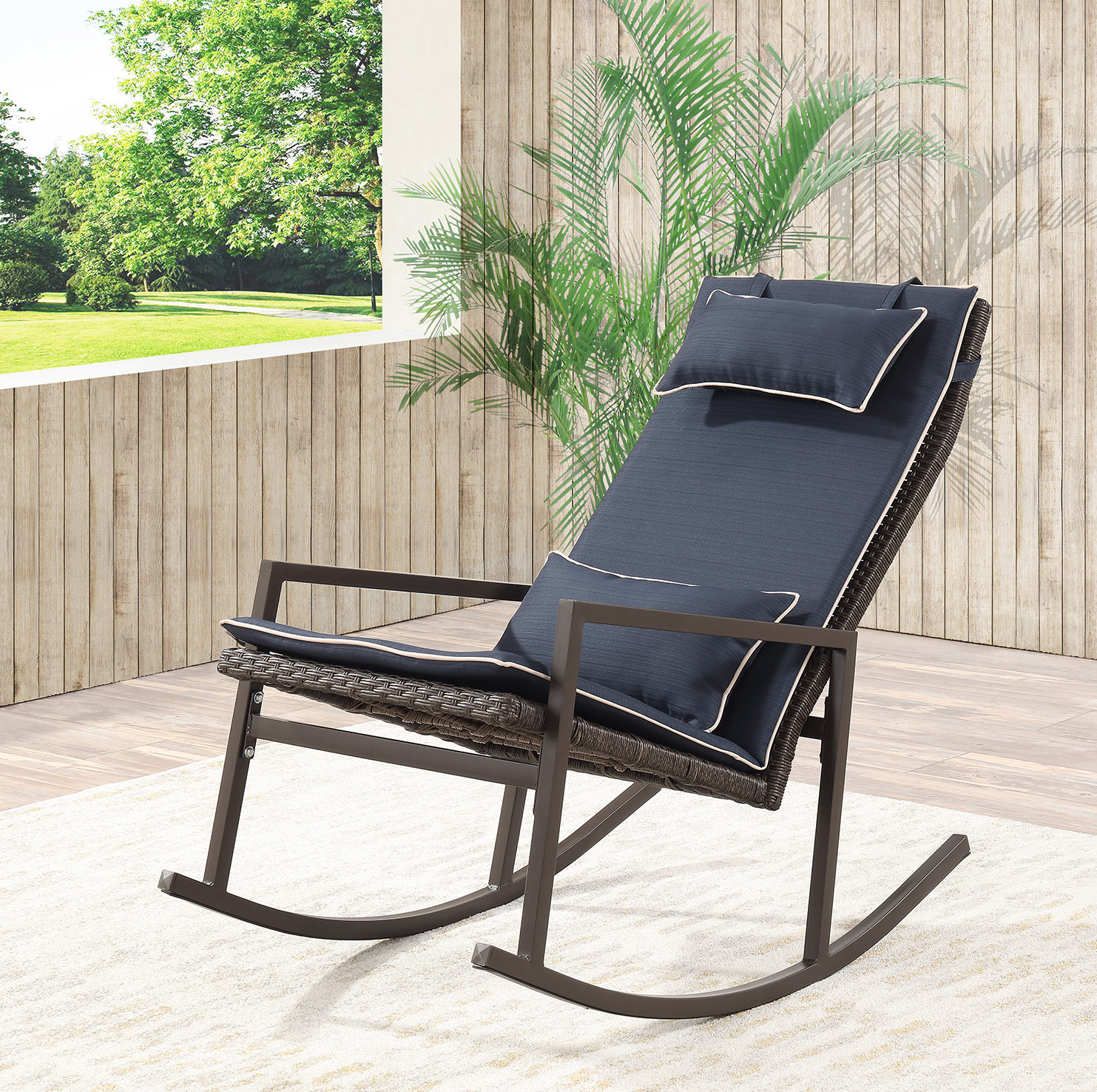 Longs Tides Tremberth Outdoor Rocking Chair With Cushion Tremberth Outdoor Rocking Chair