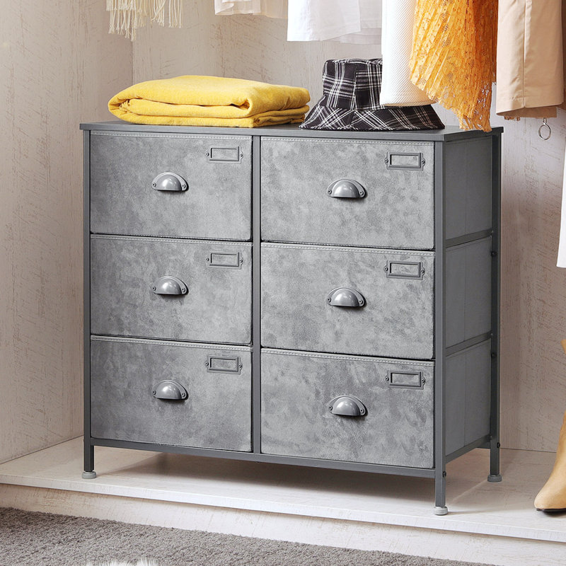 Rebrilliant Fabric Drawer Dresser 6 Drawer Wide Storage Dresser Closet Storage Drawers With Metal Frame Labels Wooden Top For Closet Hallway Nursery Silver Grey And Grey 810e5e472cc149ef88ad3caee57c3d4f Reviews Wayfair Ca