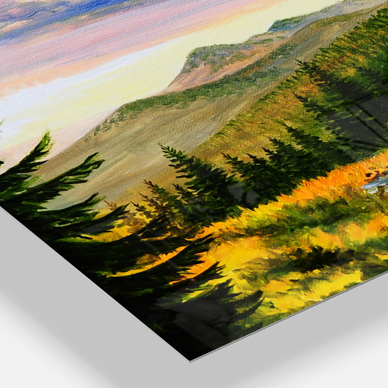 Designart Sunset In Mountains Landscape Painting Print On Wrapped