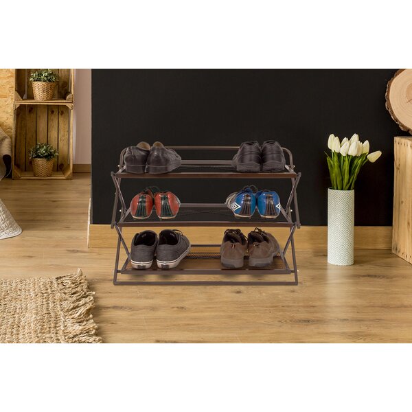 Rebrilliant Folding Floor 9 Pair Shoe Rack Reviews Wayfair