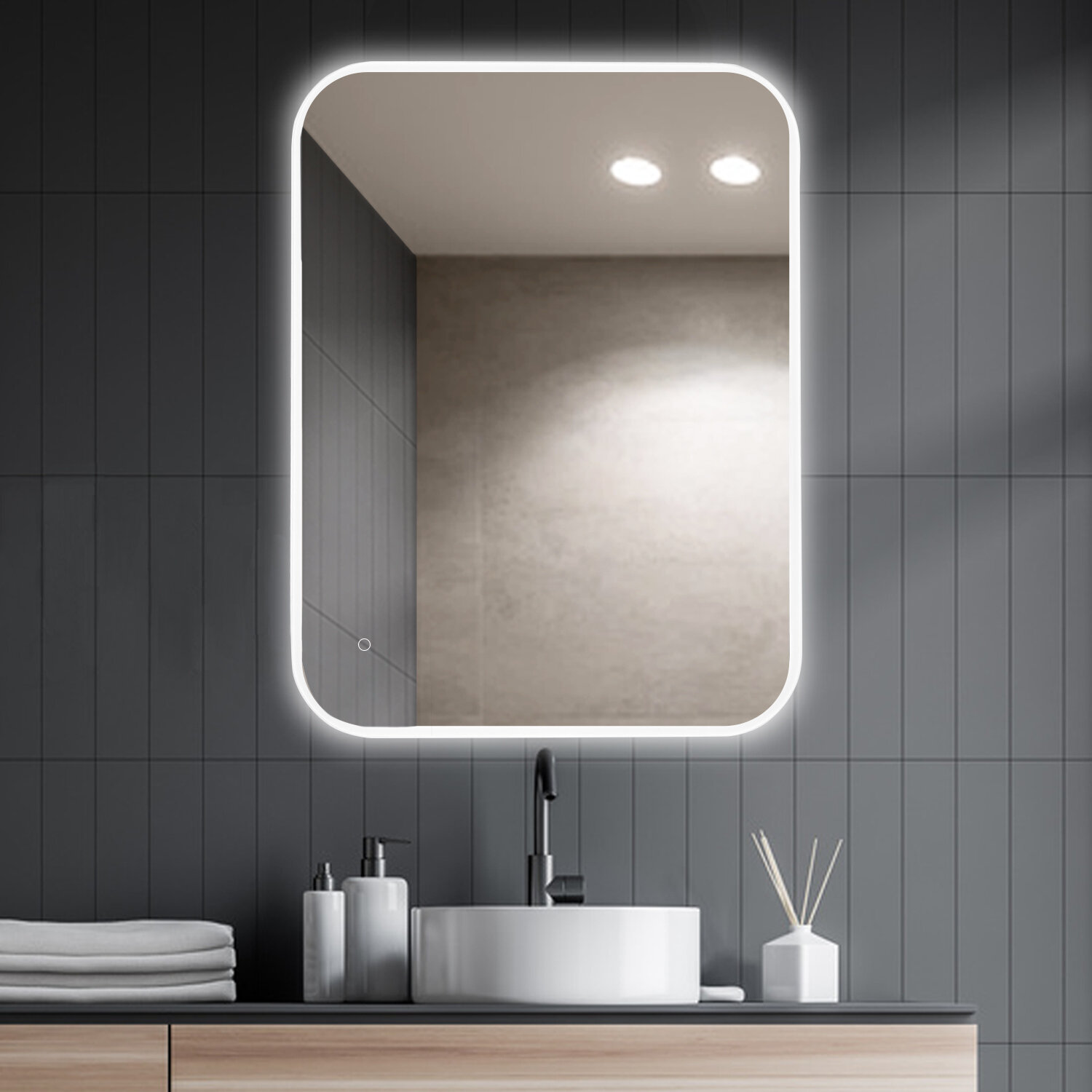 Details about   Touch LED Wall Mounted Bathroom Horizontal/Vertical Anti-Fog 