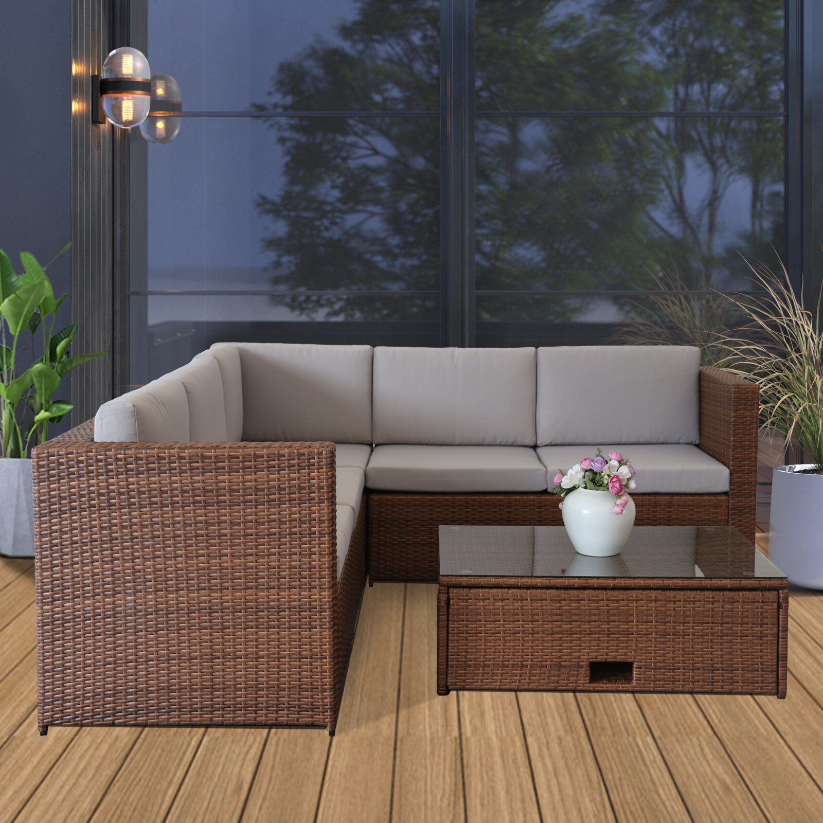 Bayou Breeze Aryan 4 Piece Rattan Sofa Seating Group With Cushions Reviews Wayfair