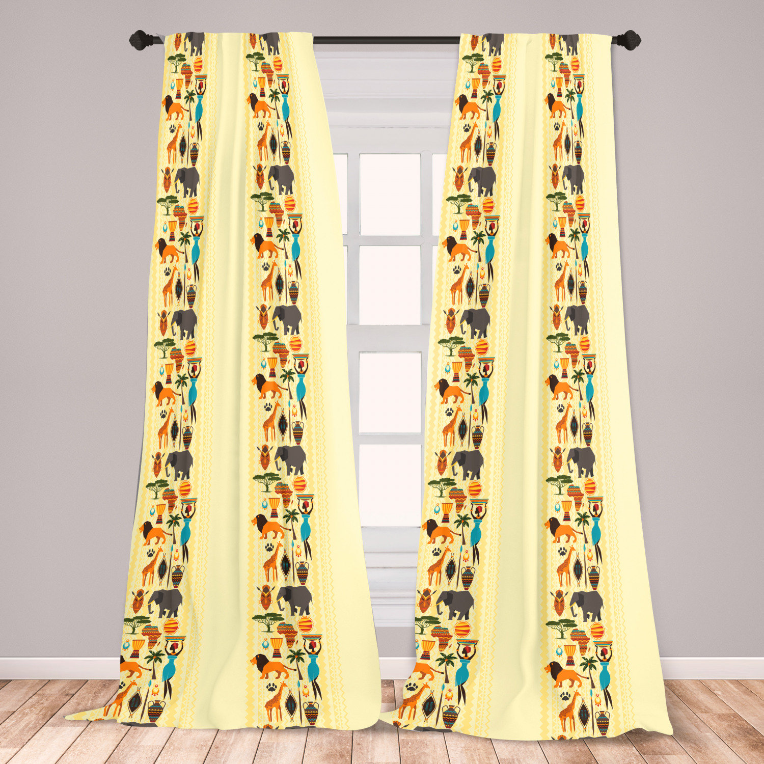 East Urban Home Ambesonne African 2 Panel Curtain Set Dark