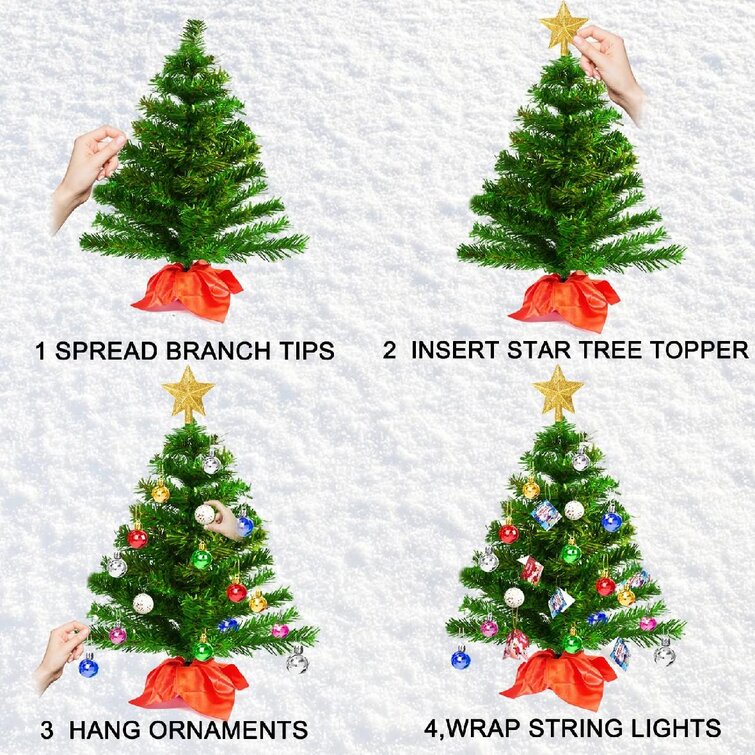 2Pcs Mini Christmas Trees Artificial Xmas Tree Holiday Seasonal Table Decoration 