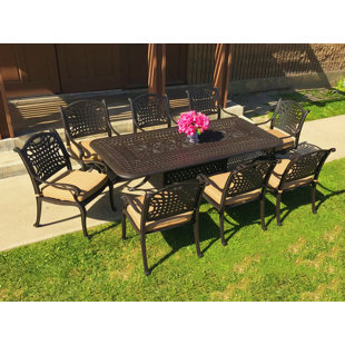 Go to store & view more images Campion 9 Piece Sunbrella Dining Set with Cushions by Fleur De Lis Living