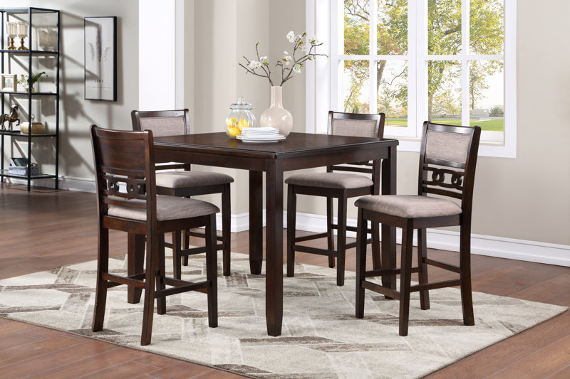 Ziemer 4 - Person Counter Height Dining Set Color: Cherry Brown
