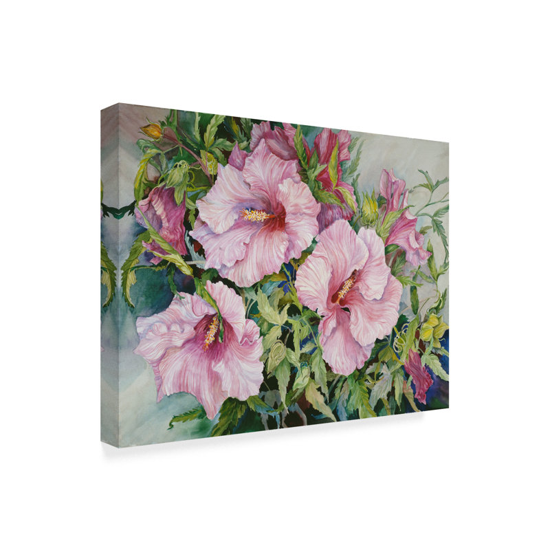 Trademark Art Pink Hibiscus Acrylic Painting Print On Wrapped