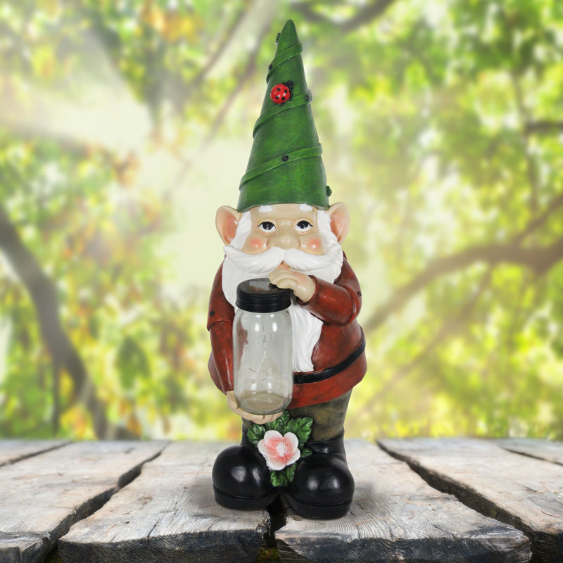 Exhart Solar Gnome Holding Firefly Lantern Statue Wayfair