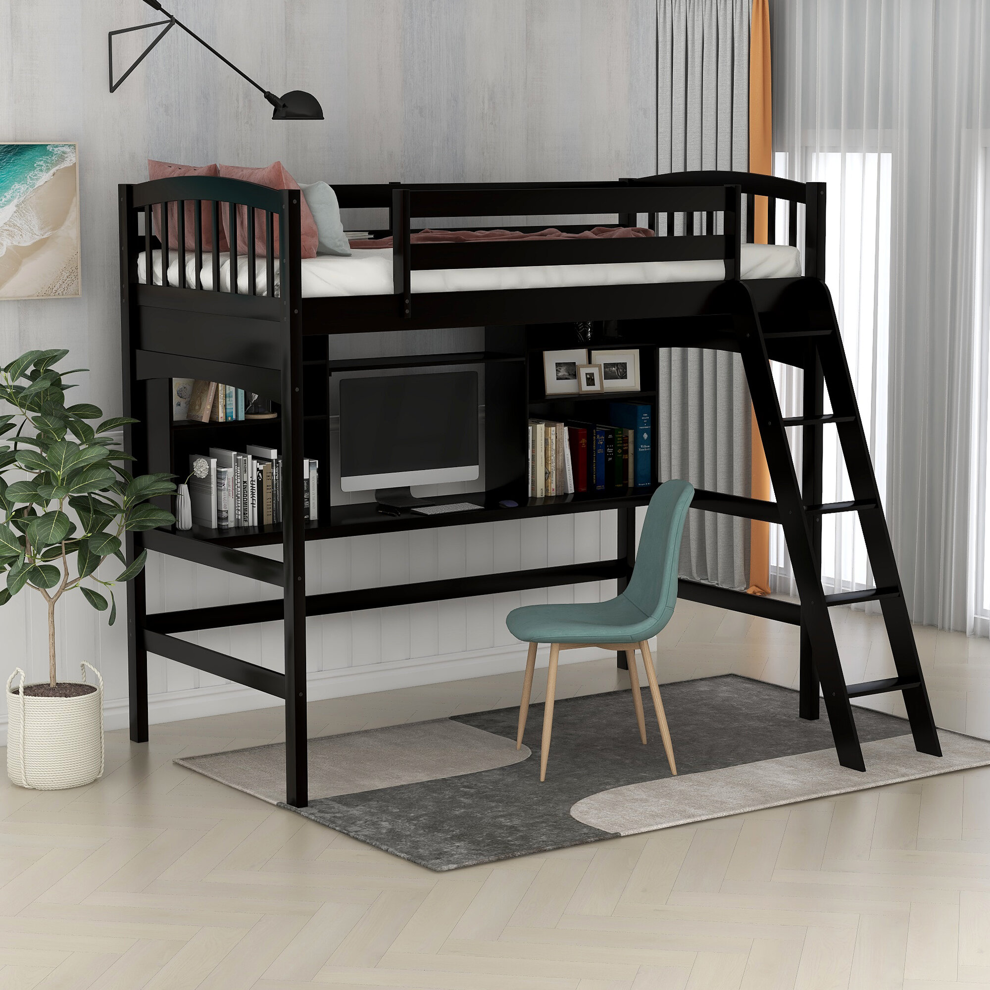 Harriet Bee Andrin Twin Loft Bed With Desk Wayfair