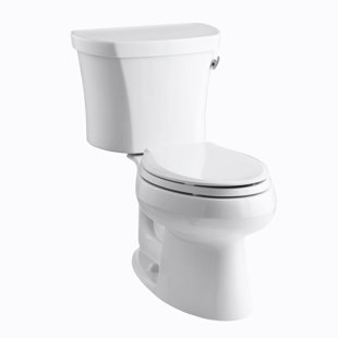 Go to store & view more images Kohler Wellworth Two-Piece Elongated 1.28 GPF Toilet with Class Five Flush Technology, Right-Hand Trip Lever and Tank Cover Locks
