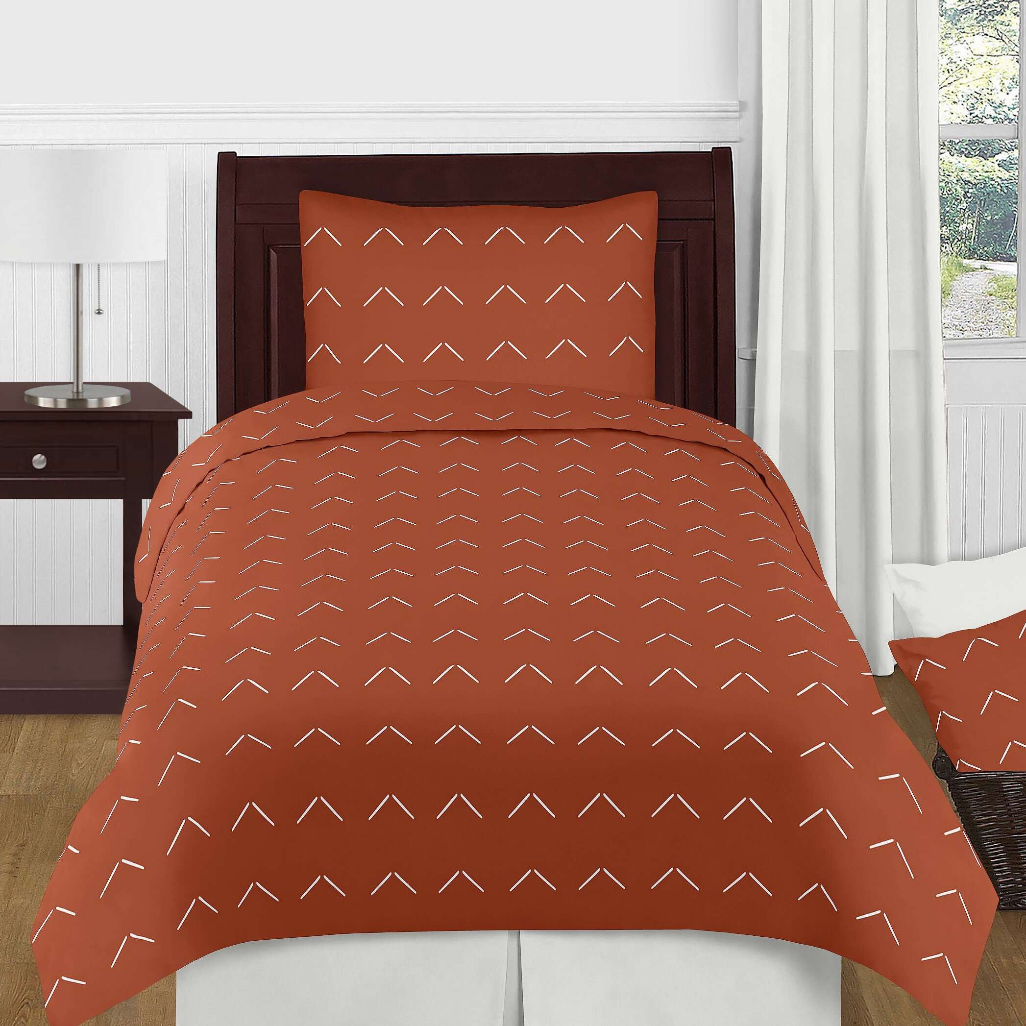 Orange Diamond Tuft Collection Burnt Orange Rust And Ivory Microfiber 4 Piece Comforter Set