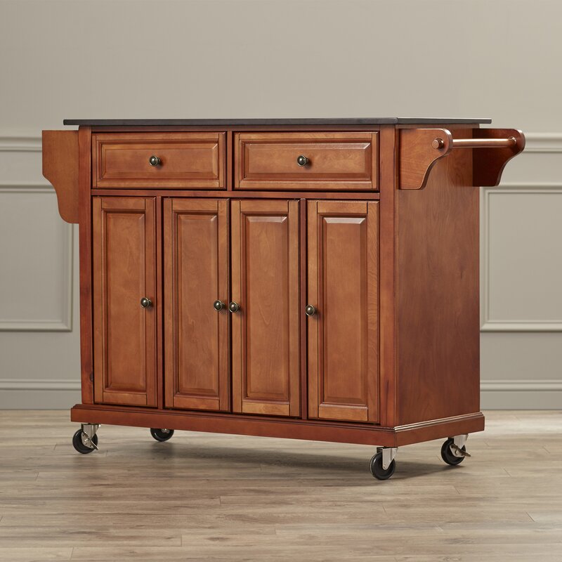 Three Posts Hedon Kitchen Cart with Granite Top & Reviews ...