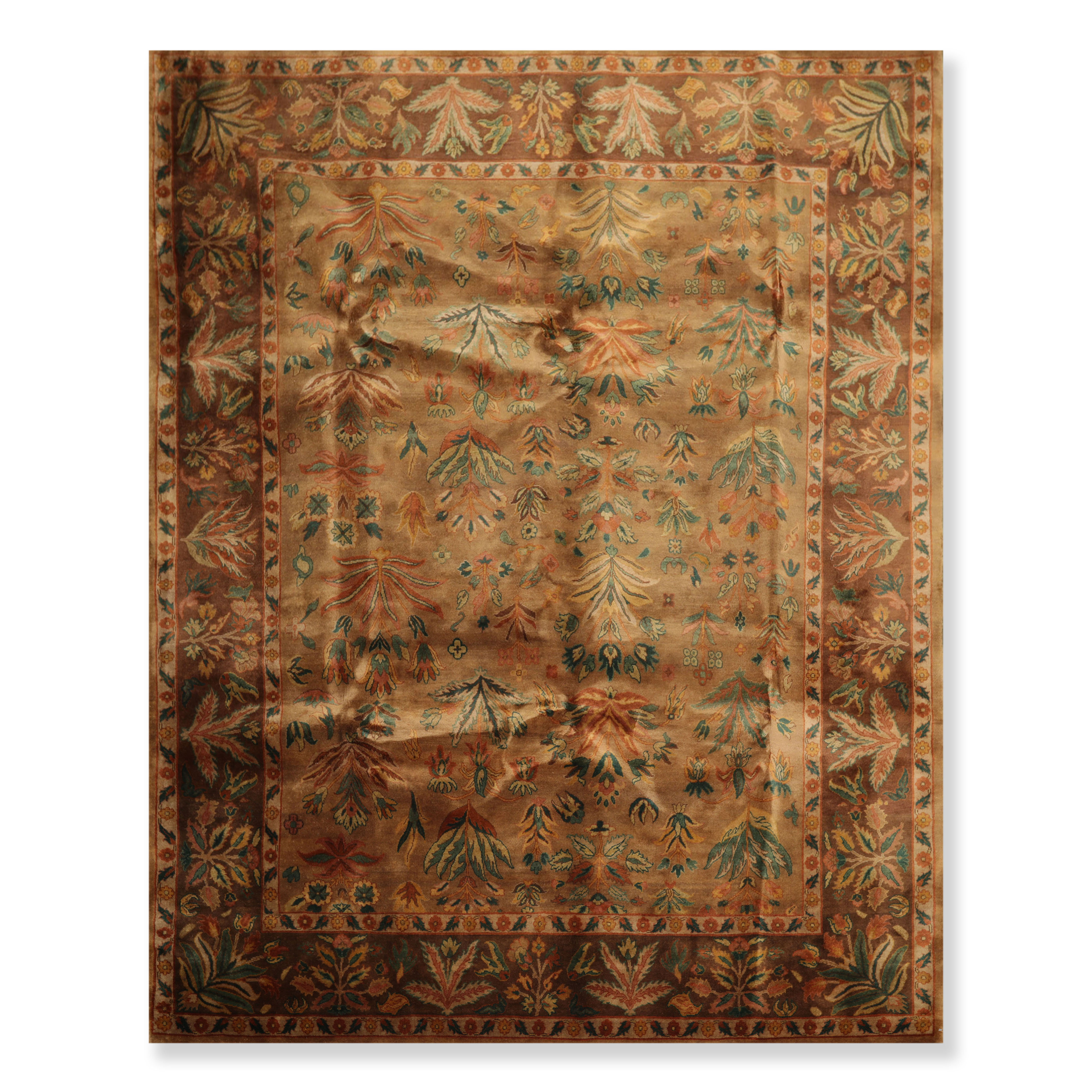 World Menagerie One Of A Kind Agostini Hand Knotted Brown Gold 8 Kind Agostini Hand Knotted