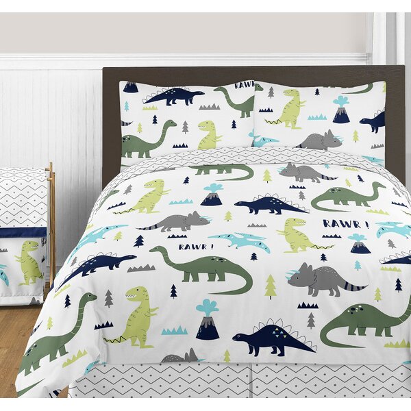 Toddler Bedding Set Green Dinosaur Camouflage 4 pcs Soft Polyester Microfiber 