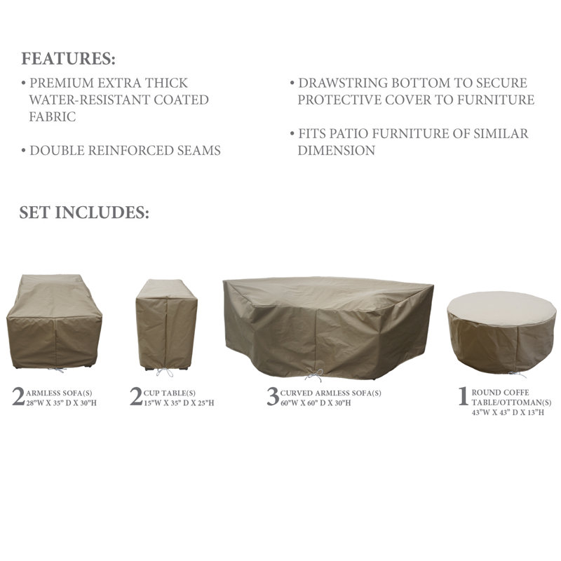 Sol 72 Outdoor Tegan Water Resistant 8 Piece Patio Sofa Cover Set