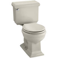 Insuliner and Left-Hand Trip Lever White KOHLER K-3816-U-0 Memoirs Classic Comfort Height Elongated 1.28 GPF Toilet with Aqua Piston Flush Technology 2-Piece