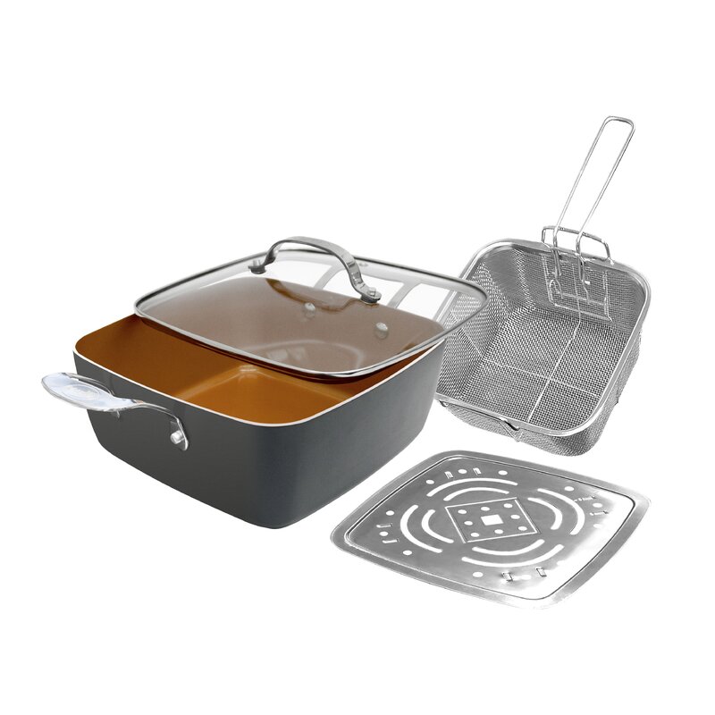 deep non stick frying pan with lid