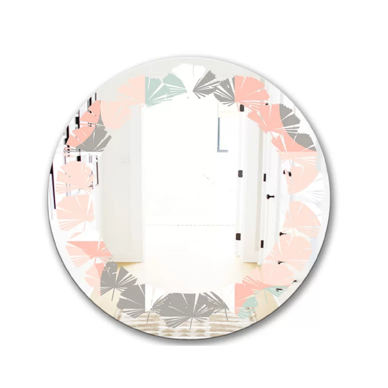 East Urban Home Leaves Pastel Circular Pattern Ii Cottage Americana Frameless Wall Mirror Wayfair