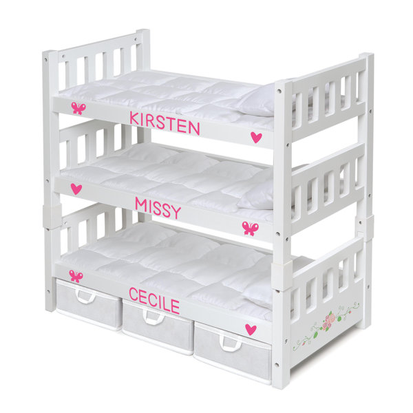 Badger Basket 1 2 3 Convertible Doll Bunk Bed With Bedding Baskets And Free Personalization Kit Reviews Wayfair