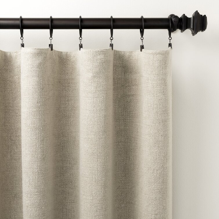 Stone Washed Linen Solid Room Darkening Pinch Pleat Rod Pocket Tab Top Single Curtain Panel