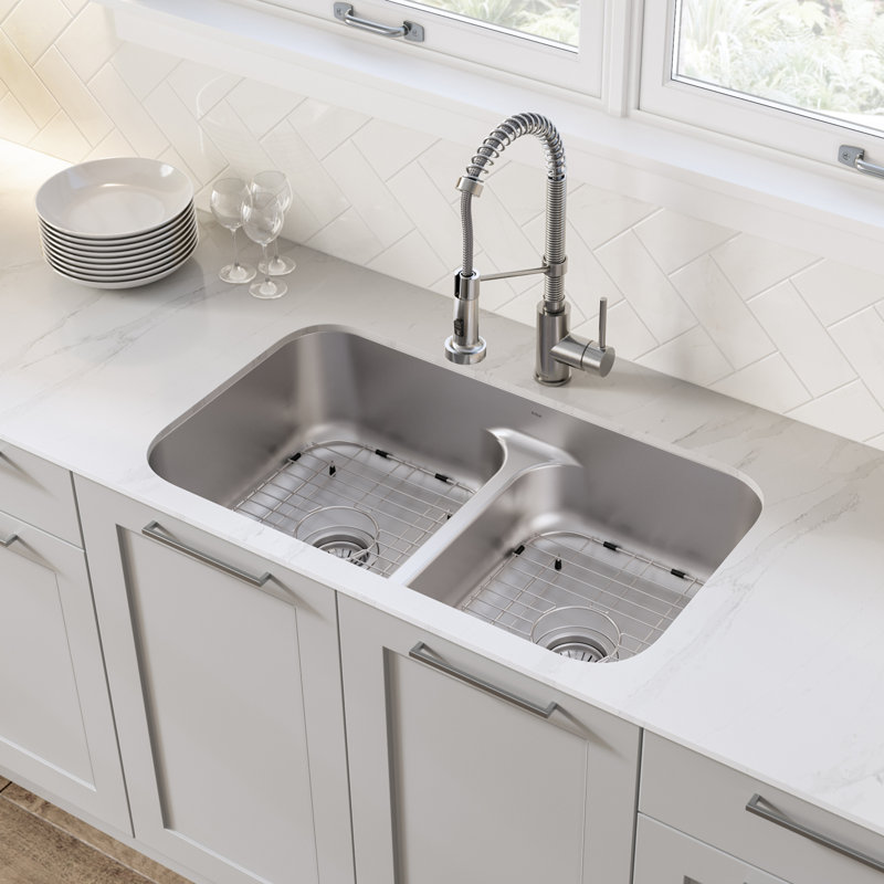 Ellis 32" L x 18" W Double Basin Undermount Kitchen Sink ...