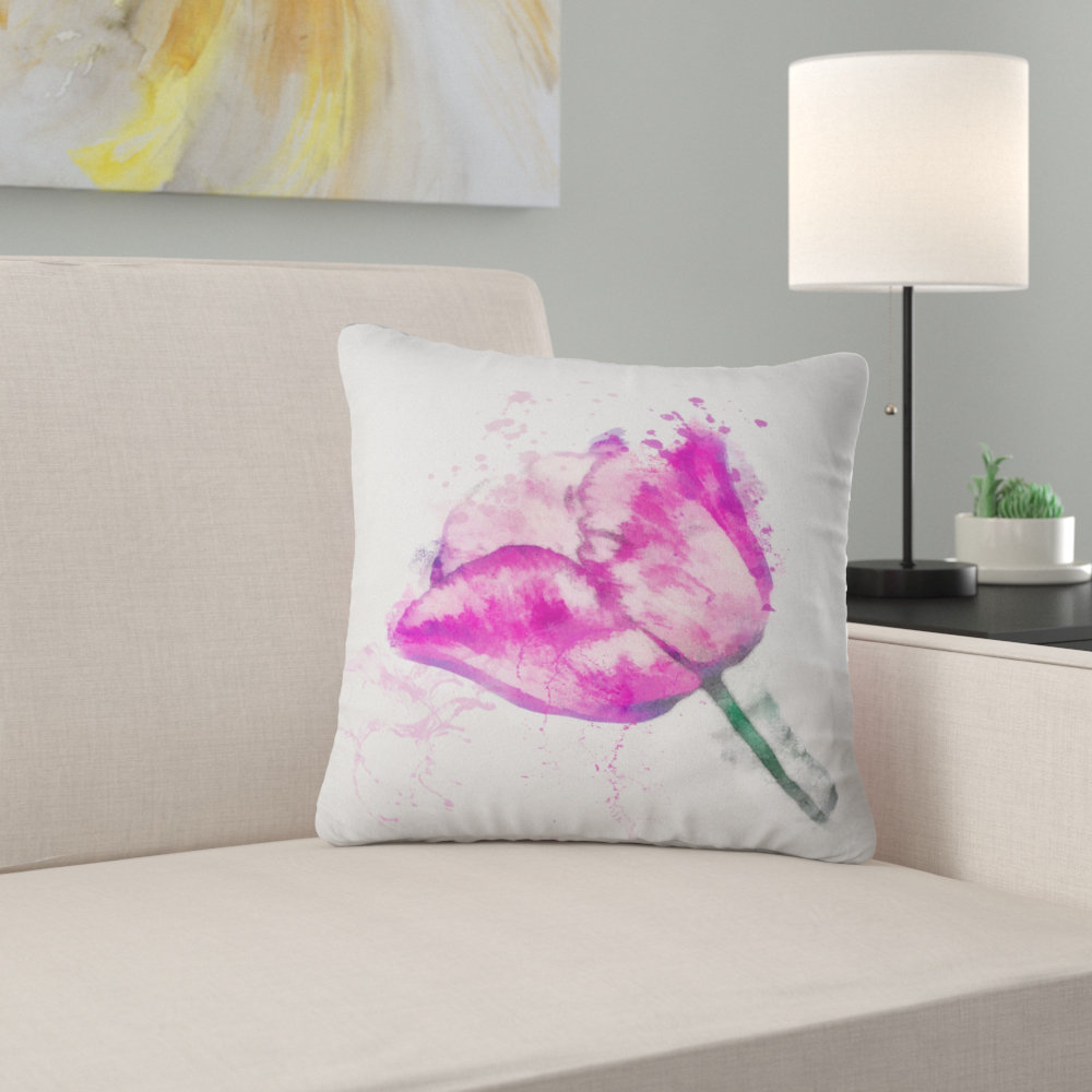 East Urban Home Floral Lily Flower Sketch Watercolor Throw Pillow Wayfair