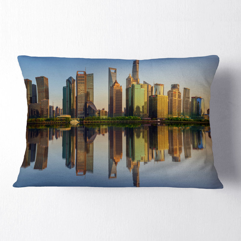 East Urban Home Cityscape Shanghai Huangpu River At Sunset Lumbar Pillow Wayfair