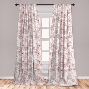 Ambesonne Vintage Curtains Rustic Sprigs With Wild Peonies Nature Inspired Garden Pattern Vintage Look Window Treatments 2 Panel Set For Living Room