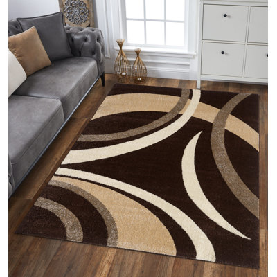 Swords Abstract Brown Area Rug