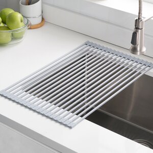 Silicone-Coated Stainless Steel Over the Sink Multipurpose Roll-Up Dish Rack