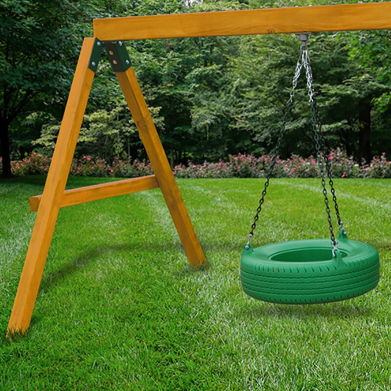 Frontier Swing Set With Wood Roof